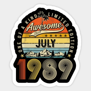 Awesome Since July 1989 Vintage 34th Birthday Sticker